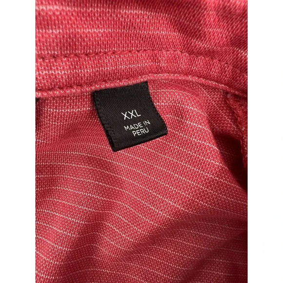 Travis Mathew Polo Shirt Mens 2XL XXL Red Striped Golf Stretch Performance Logo - Picture 9 of 9